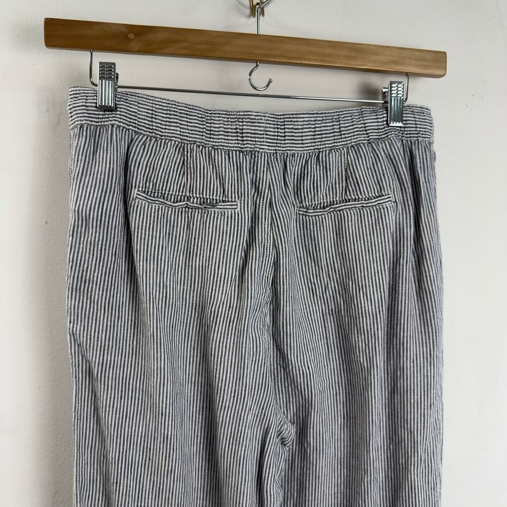 Artisan NY 100 % Linen Pants Pull-On Pockets Wide Leg White Stripe Sz Large - Picture 4 of 7